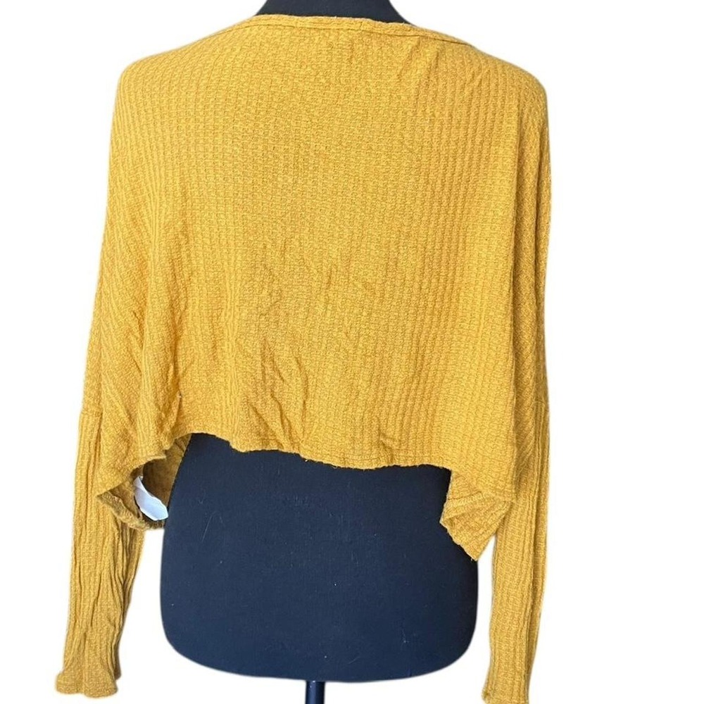 Slouchy Top Golden Mustard Indie Sleaze Lagenlook Boho Ribbed Knit Popover M - Picture 3 of 4